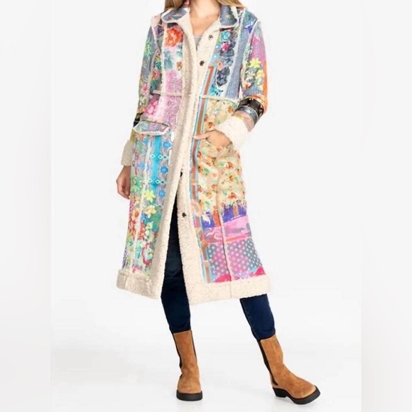 Johnny Was Biya Dreamer Patchwork Fleece Trim Jacket - Picture 2 of 9
